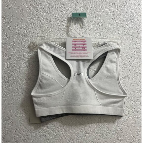 Micro Mesh Racerback Charcoal White Sports Bra Size Small - Picture 4 of 4
